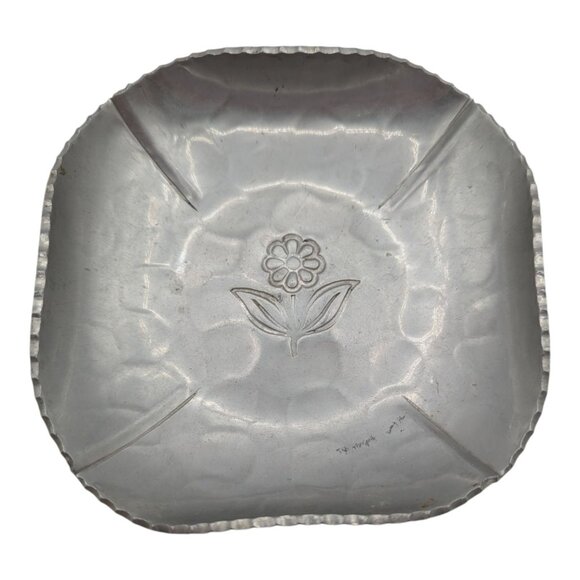 Other - VTG Buenilum Hand Wrought Aluminum Floral Square Candy Trinket Dish Daisy Flower